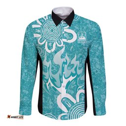 Brisbane Heat Custom Long Sleeve Button Shirt Minimalism Aboriginal