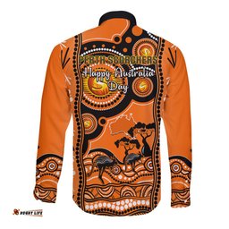 Perth Scorchers Cricket Long Sleeve Button Shirt Happy Australia Day Aboriginal Art