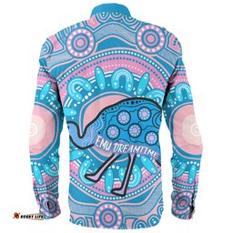 Amazing Aussie Australia Emu Aboriginal Custom Blue Indigenous Dreamtime Emu Long Sleeve Shirt