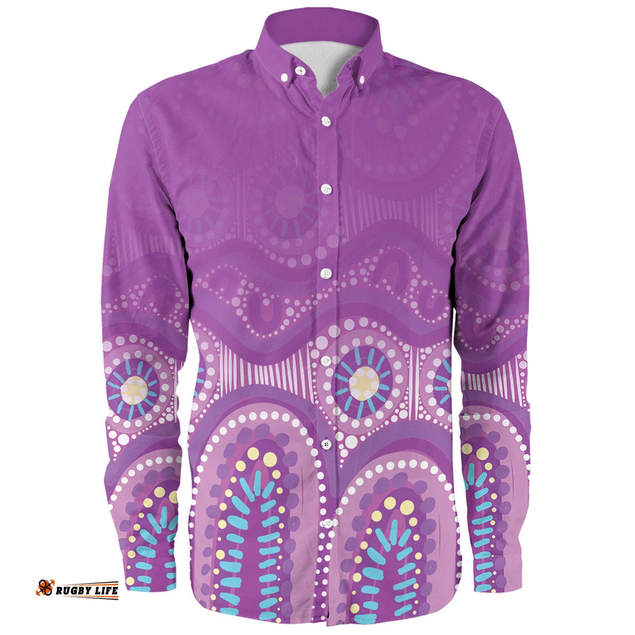 Amazing Aussie Australia Aboriginal Custom Purple Aboriginal Dot Long Sleeve Shirt