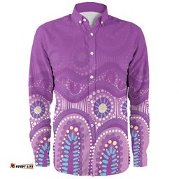 Amazing Aussie Australia Aboriginal Custom Purple Aboriginal Dot Long Sleeve Shirt