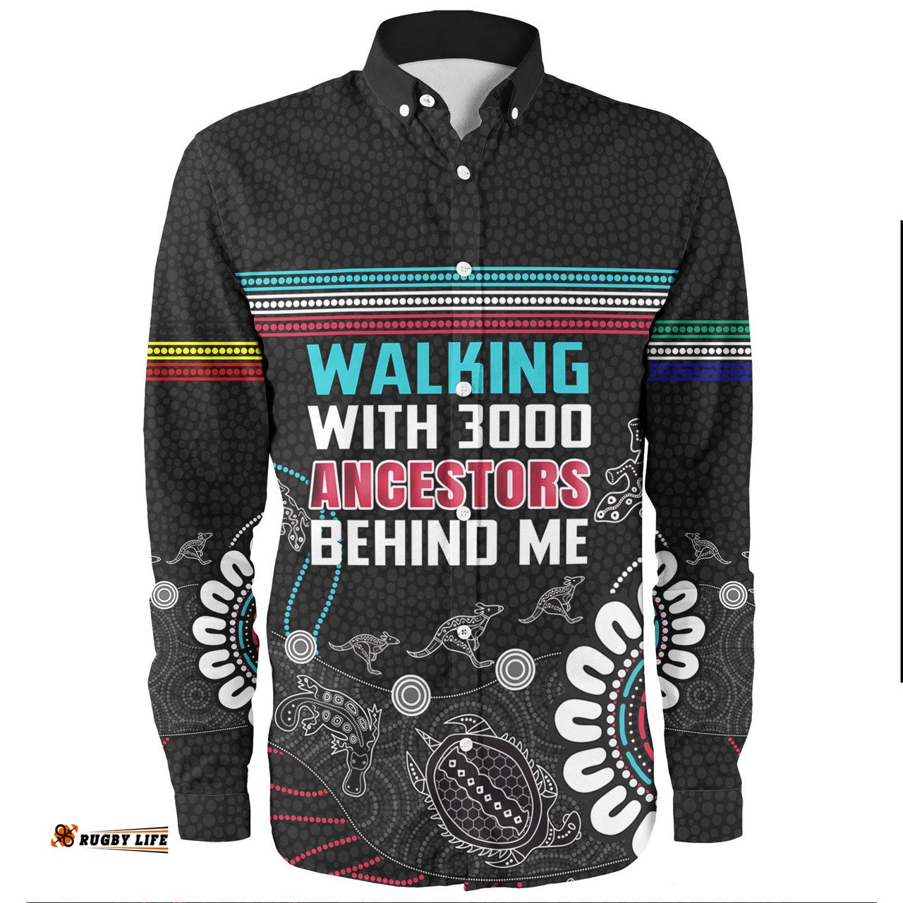 Amazing Aussie Australia Aboriginals Walking with 3000 Ancestors Behind Me Blacks Long Sleeve Shirt