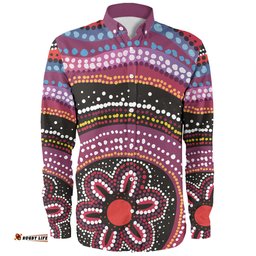 Amazing Aussie Australia Dot Painting Inspired Aboriginal Aboriginal Color Dot Inspired Long Sleeve Shirt