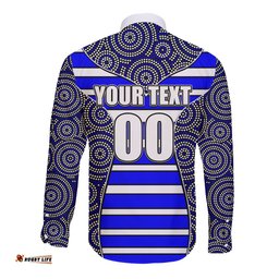 NRL - Bulldogs Long Sleeve Button Shirt Mix Dot Aboriginal