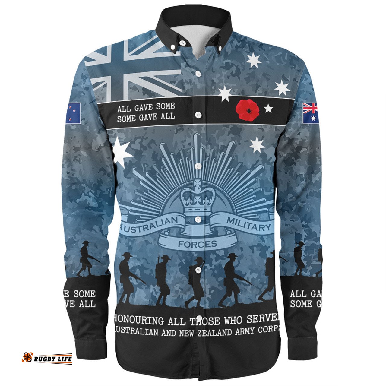 Amazing Aussie Australia Anzac Day Australia and New Zealand Warriors All gave some Some Gave All Blue Long Sleeve Shirt