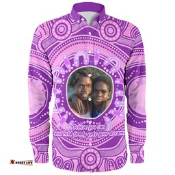 Amazing Aussie Australia Aboriginal Custom Believe You Can And Hold Firmly Onto Your Dreams Personalised Photo (Purple) Long Sleeve Shirt