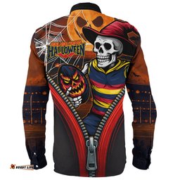 Amazing Aussie Adelaide Crows Halloween Night Reaper Zipper Long Sleeve Shirt