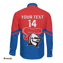 Personalised Newcastle Knights Rugby Long Sleeve Button Shirt Novocastrians Sporty Style