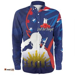 Amazing Aussie Australia Anzac Day Custom Lest We Forget With Blue Camouflage Pattern Long Sleeve Shirt