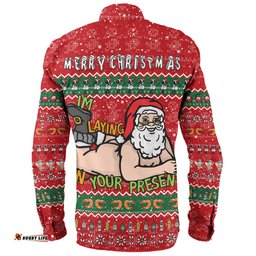 Amazing Aussie Australia Christmas Custom Merry Chrismas I'm Laying On Your Present Long Sleeve Shirt