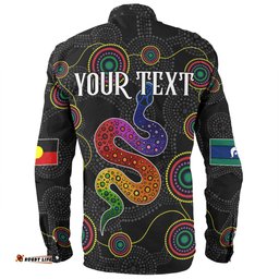 Amazing Aussie Australia Aboriginal Custom Indigenous Dreaming Rainbow Serpent Inspired Long Sleeve Shirt
