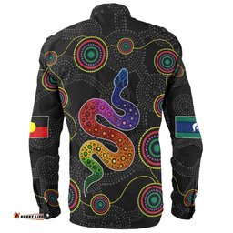Amazing Aussie Australia Aboriginal Custom Indigenous Dreaming Rainbow Serpent Inspired Long Sleeve Shirt