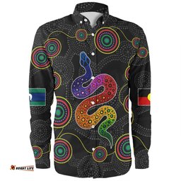 Amazing Aussie Australia Aboriginal Custom Indigenous Dreaming Rainbow Serpent Inspired Long Sleeve Shirt