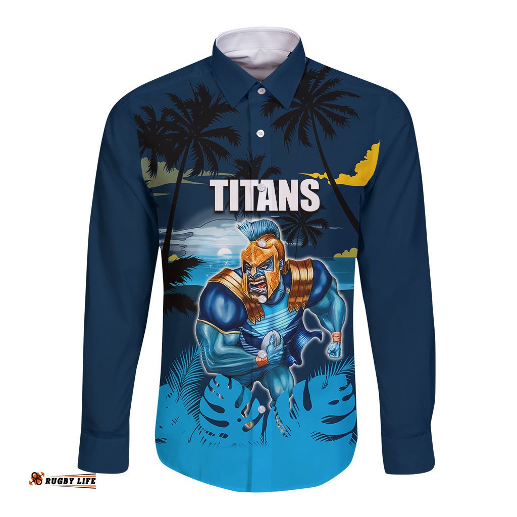 NRL Titans Long Sleeve Button Shirt Summer Vibe Style