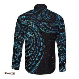 New Zealand Tribal Tattoo Long Sleeve Button Shirt With Matariki Art
