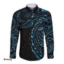 New Zealand Tribal Tattoo Long Sleeve Button Shirt With Matariki Art