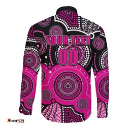 Custom Text And Number Sixers BBL Long Sleeve Button Shirt Aboriginal Patterns Black Version
