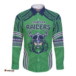 Raiders Rugby Custom Long Sleeve Button Shirt With Polynesian Style