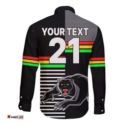 Custom Text And Number Penrith Panthers Rugby Long Sleeve Button Shirt Proud The Panthers Comeback