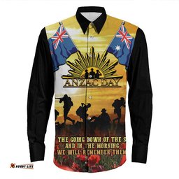 Anzac Day Soldier Going Down of The Sun Long Sleeve Button Shirt