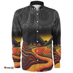 Amazing Aussie Australia Aboriginal Custom Rainbow Serpent Dreamtime Land Art Inspired Long Sleeve Shirt