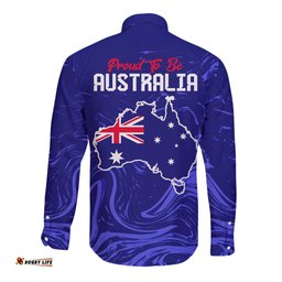 Proud To Be Australia Day Long Sleeve Button Shirt Kangaroo with Flag Color