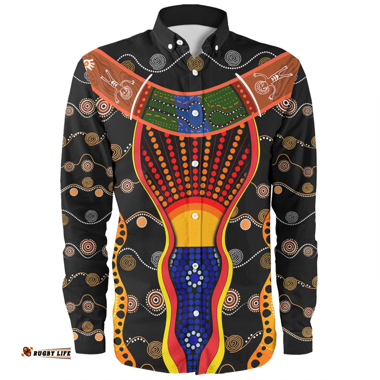 Amazing Aussie Australia Aboriginal Custom Indigenous Dot With Boomerang Inspired Long Sleeve Shirt