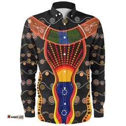 Amazing Aussie Australia Aboriginal Custom Indigenous Dot With Boomerang Inspired Long Sleeve Shirt