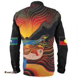 Amazing Aussie Australia Aboriginal Custom Rainbow Serpent In Aboriginal Dreaming Art Inspired Long Sleeve Shirt