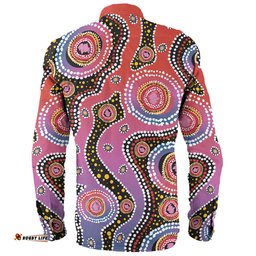 Amazing Aussie Australia Aboriginal Aboriginal Background Featuring Dot Design Long Sleeve Shirt