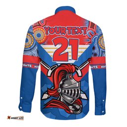 Custom NRL Knight Long Sleeve Button Shirt Proud Newcastle Aboriginal Vibe