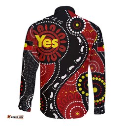 Australia Indigenous Long Sleeve Button Shirt Vote Yes Aboriginal Flag Color