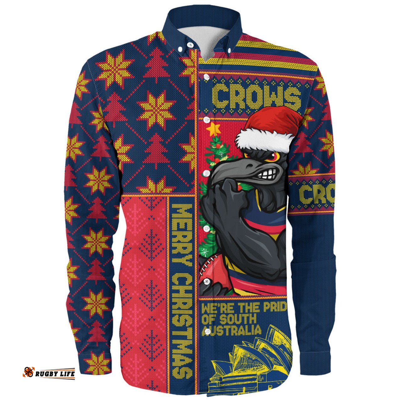 Amazing Aussie Adelaide Crows Merry Christmas Knit Style Festive Spirit Long Sleeve Shirt