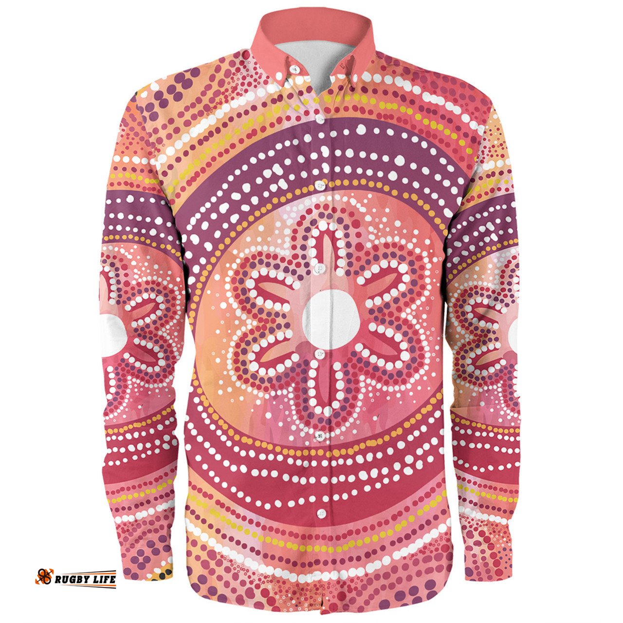 Amazing Aussie Australia Dot Painting Inspired Aboriginal Aboriginal Style Dot Long Sleeve Shirt
