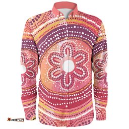 Amazing Aussie Australia Dot Painting Inspired Aboriginal Aboriginal Style Dot Long Sleeve Shirt