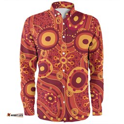 Amazing Aussie Australia Aboriginal Red Aboriginal Dot Art Inspired Long Sleeve Shirt