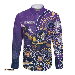 Personalised Storm Rugby Aboriginal Long Sleeve Button Shirt 2024 GO Storms