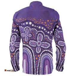Amazing Aussie Australia Aboriginal Dot painting illustration in Aboriginal style Purple Long Sleeve Shirt