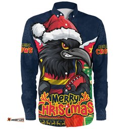 Amazing Aussie Adelaide Crows Santa Scoring Touchdown On Christmas Game Day Long Sleeve Shirt