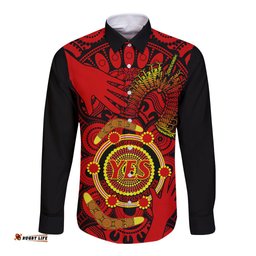 Australia Walk For Yes Long Sleeve Button Shirt Say Yes To Australian Indigenous Voice