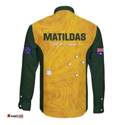 Australia Soccer Long Sleeve Button Shirt Foord Matildas Gold Marble