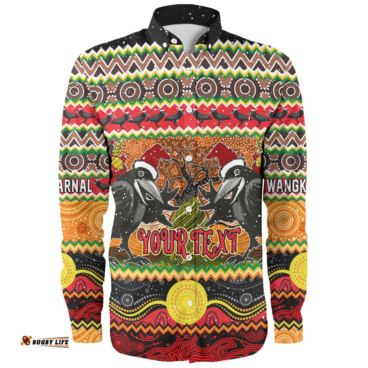 Amazing Aussie Australia Christmas Aboriginal Custom Aboriginal Dreamtime Wangkarnal Crows Long Sleeve Shirt