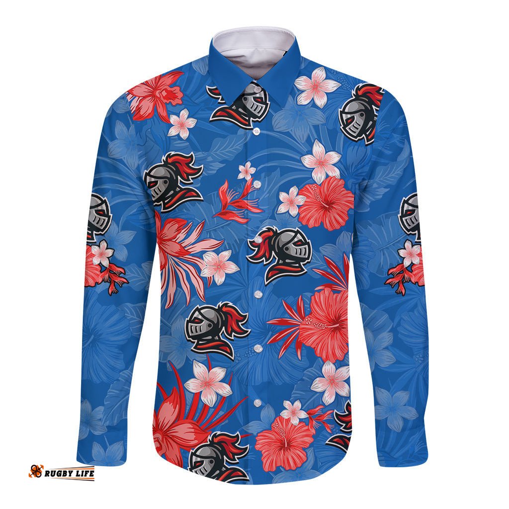 Knights Rugby Long Sleeve Button Shirt Beautiful Floral Pattern Spring Summer Vibe