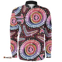 Amazing Aussie Australia Dot Painting Inspired Aboriginal Boomerang From Aboriginal Art Long Sleeve Shirt
