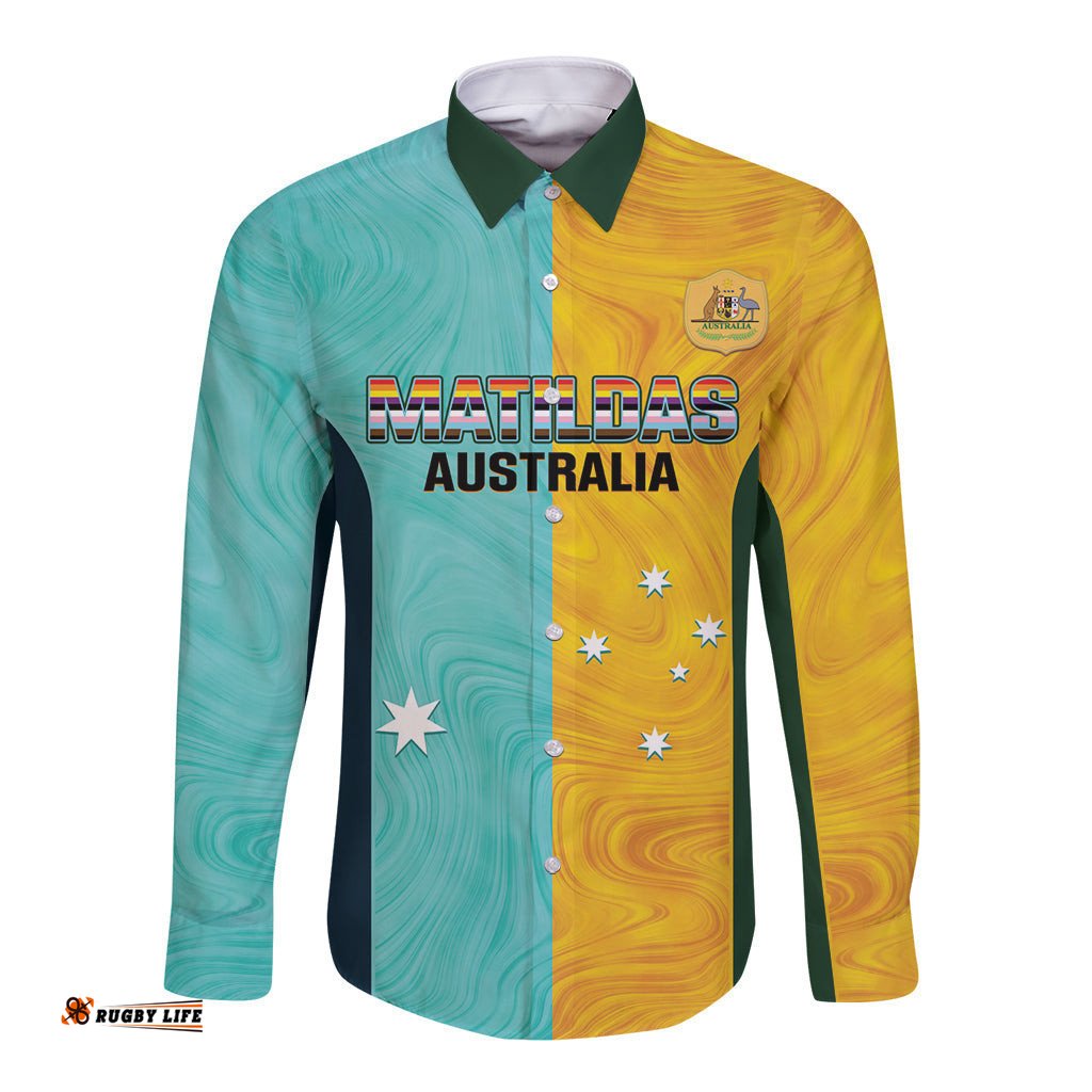 Custom Pride Month Matildas Long Sleeve Button Shirt Australia Til Its Done Mixed Color