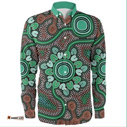 Amazing Aussie Australia Aboriginals Aboriginal Green Dot Art Inspireds Long Sleeve Shirt