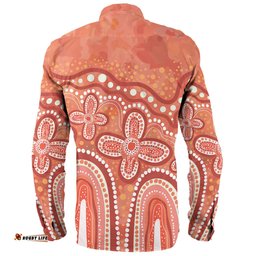 Amazing Aussie Australia Aboriginal Dot painting illustration in Aboriginal style Orange Long Sleeve Shirt
