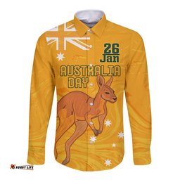 Personalised Matildas Australia Day Long Sleeve Button Shirt Proud To Be Tillies Gold Version