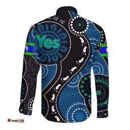Australia Indigenous Long Sleeve Button Shirt Vote Yes Aboriginal Torres Strait