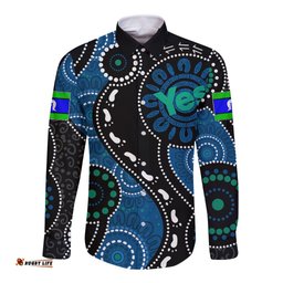 Australia Indigenous Long Sleeve Button Shirt Vote Yes Aboriginal Torres Strait